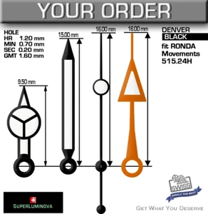 ZEIGER SET FÜR UHRWERK RONDA 515.24H - DENVER - Bild 1 von 4