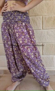 5 Pc Lot Indian Vintage Silk Sari Handmade Boho Harem Trousers Women Gypsy Pants - Picture 1 of 9