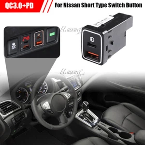 For SHORT Nissan Navara D23/NP300 Pathfinder R52 TYPE C + QC 3.0 USB CHARGER - Picture 1 of 6