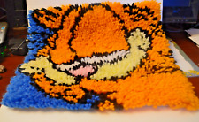 Vintage Garfield Latch Hook Rug Wall Hanging Complete 12-1/2"x 13"