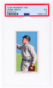 1909 T206 Piedmont 350 Heinie Smith Buffalo PSA 5