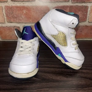 Nike Air Jordan 5 Retro 2013 TD Grape 440890-108 White Purple Size 5c - Picture 1 of 7