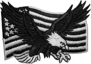 BALD EAGLE USA Flag US United States of America Embroidered Sew Iron on Patch BW - Picture 1 of 1