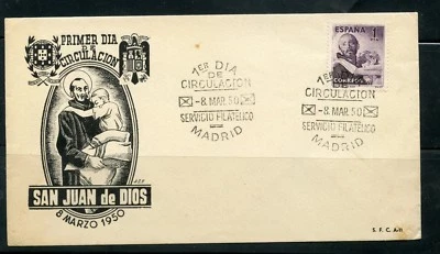 1950 SAN JUAN DE DIOS. SOBRE PRIMER DIA - Imagen 1 de 2
