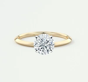 G/VS 2.6 Ct Round Lab Created Grown Diamond Real 14K Yellow Gold Engagement Ring - Picture 1 of 4