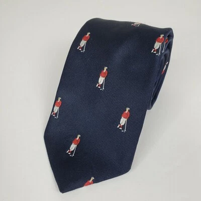 Vintage Alynn Neckwear Men's Tie Golfer Blue Red White Between Rounds 1982 - Image 1 of 4