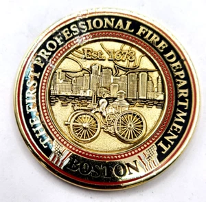 Boston Fire Department Challenge Coin The First Professional Fire Dept Est 1678 - Picture 1 of 4