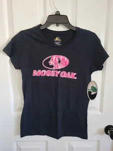 Mossy Oak Juniors Women's Black Pink Camo T-shirt Size Small NEW - Picture 1 of 6