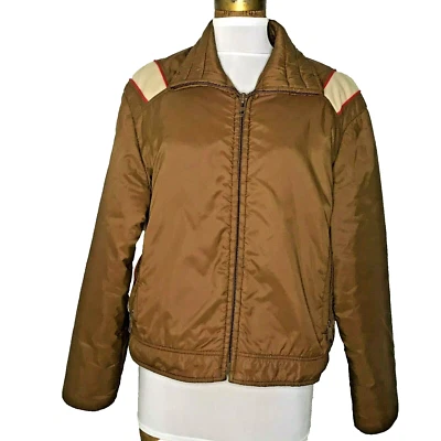 Vintage Sears Sports Center  Brown Jacket Beige Red Size Large Stranger Things - Image 1 of 4