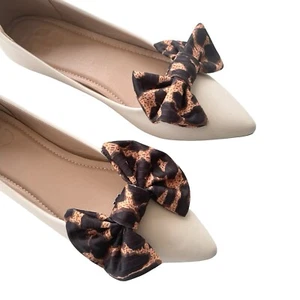 Brown Cute Fabric Shoe Clips Bows for Women Summer Leopard Shoe Decoration Charm - Picture 1 of 10