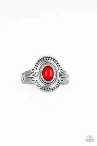 Paparazzi  "Best in Zest" Ring in Silver & Red - Picture 1 of 2