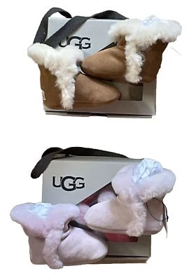 UGG Lassen Baby Booties Chestnut or Pink Suede Sheepskin; Size 0-6M, 6-12M, NIB - Image 1 of 3