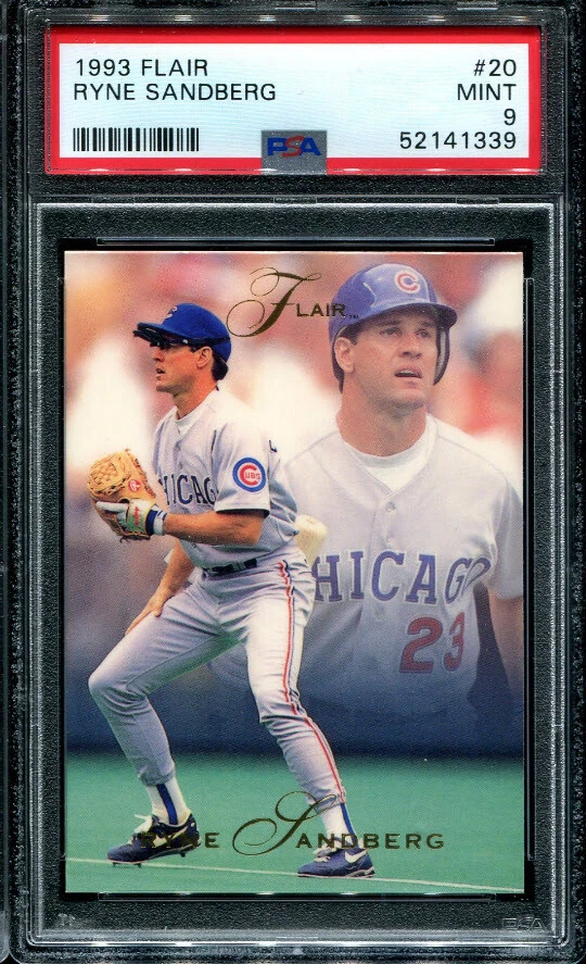 PSA 9 MINT 1993 FLAIR RYNE SANDBERG #20 CUBS 41339 B194 - Image 1 of 1