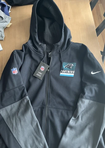 NWT Nike Dri Fit On Field Apparel Full Zip Jacket Carolina Panthers NFL Mens XXL Cover