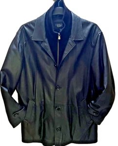 DERIMOD CAPPOTTO UOMO NERO PELLE MORBIDA FODERATO MAGLIA COLLETTO con DETTAGLI RIMOVIBILI tg XL - Foto 1 di 17