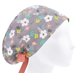 Scrub cap, scrub hat, surgery caps, surgical hats floral, nurse hat flowers - Picture 1 of 3