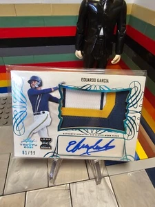 2021 Leaf Trinity Eduardo Garcia Platinum XRC Player Worn Patch Auto /99 Brewers - Picture 1 of 2