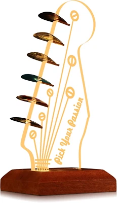 Coolgift Mart Light up Guitar Pick Holder, Acrylic Electric Guitar Headstock Sha