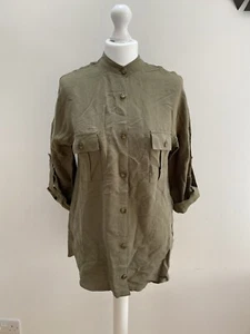 Anthropologie Seen getragen gepflegte Leinenmischung Shirtbluse. Khakigrün. UK 6. UVP £90 - Bild 1 von 9