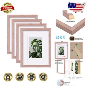 Set of 4 Peach Pink 9x12 Solid Wood Frames - Perfect for Wall Mount or Tabletop - Picture 1 of 8