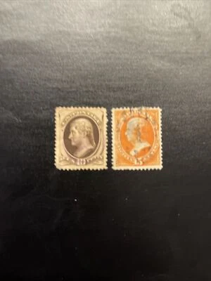 Us Stamp Scott #188-189...10&15 Cent ..JEFFERSON-Webster-Used...ng…SCV $57.50 - Image 1 of 2