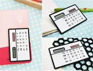 Mini Slim Credit Card Solar Power Pocket Calculator Novelty Small Travel - Picture 1 of 5