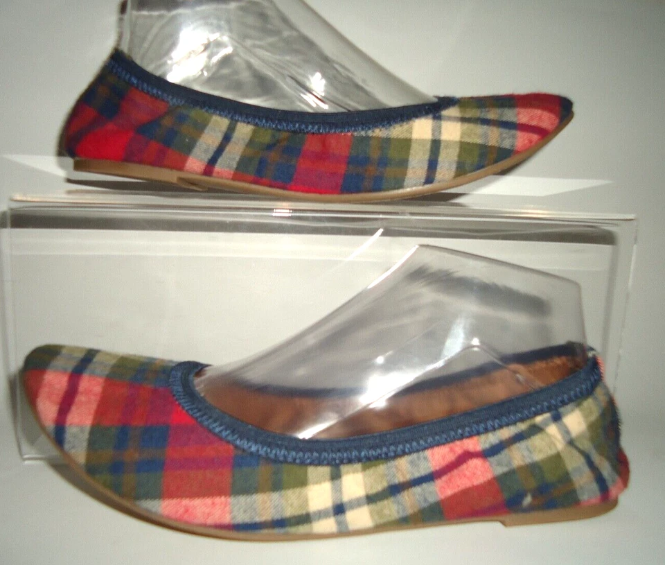 Zapatos planos a cuadros de ballet de moda descoloridos Glory de colección talla 9,5/39,5 Foto 1 de 4