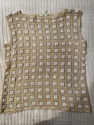 Handmade Beaded vintage Crochet Ivory Lace vest Small 1980-1990 - Image 1 of 4