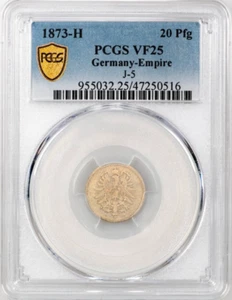 Germany Empire 1873H 20 Pfennig, Low Mintage Key Date, PCGS VF25 - Picture 1 of 3