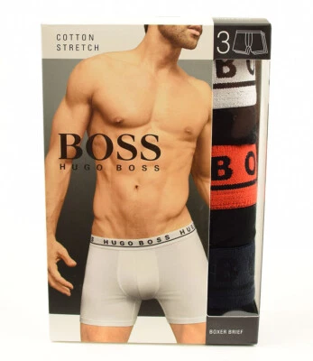 Paquete de 3 calzoncillos boxer negros HUGO BOSS para hombre ropa interior elástica PEQUEÑOS NUEVOS CON ETIQUETAS Foto 1 de 2