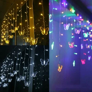 Christmas LED Icicle Falling Rain Curtain Fairy String Lights Outdoor Xmas Party - Picture 1 of 23