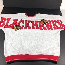 90s Chicago Blackhawks Sweatshirt Adult Extra Large Big Logo Spell Out Crewneck