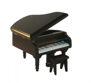Puppenstube Miniatur - Konzert Flügel 7cm schwarz mit Bank - Bild 1 von 1