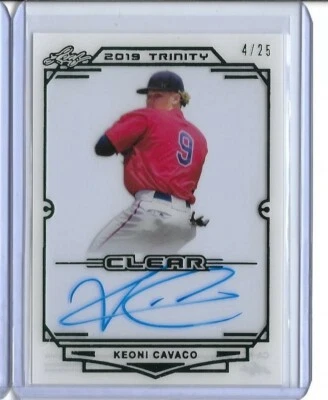 2019 Leaf Trinity KEONI CAVACO Clear Acetate Green Foil Auto RC 4/25 Twins - Image 1 of 2