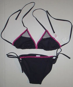 XHILARATION DEEP PURPLE FISHNET STRING BIKINI Swimsuit S SMALL - Picture 1 of 2