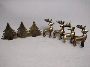 4er Set Messing Hirsch Rentier & 3 Weihnachten Serviettenringe Tischdeko massiv Messing - Bild 1 von 3