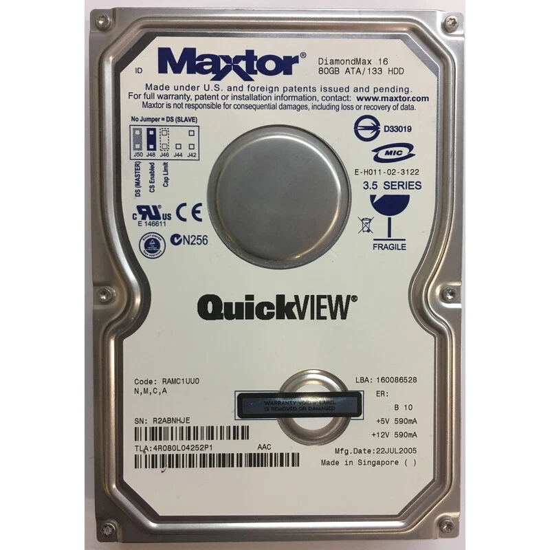 4R080L04252P1 - Maxtor 80GB 5400 RPM IDE 3.5" HDD - Image 1 of 1