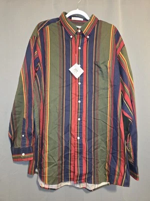 John Ashford Sport Long Sleeve Green Striped Button Down Shirt Size XXL - Image 1 of 4