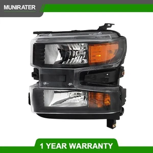 Headlight Left Black Fit For Chevy Silverado 1500 2019-2022 Halogen Clear Lens - Imagen 1 de 12