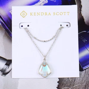 CLEARANCE! NWOT Kendra Scott Cory Dichroic Glass Multi Strand Necklace Silver - Picture 1 of 7