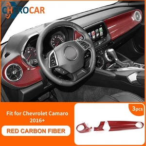 Red Carbon Fiber Dashboard Center Console Cover For Chevy Camaro 16+ Accessories - Picture 1 of 11