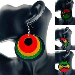 4/$12 Wooden African Dangle Earrings - Picture 1 of 5
