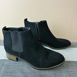 White Mountain Women's Black Suede Leather Heeled Boots Size 9 - Picture 1 of 5