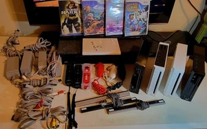Nintendo Wii Game Console Bundle Lot | 4 Sealed Games | Cords | Remotes | Sensor - Picture 1 of 18