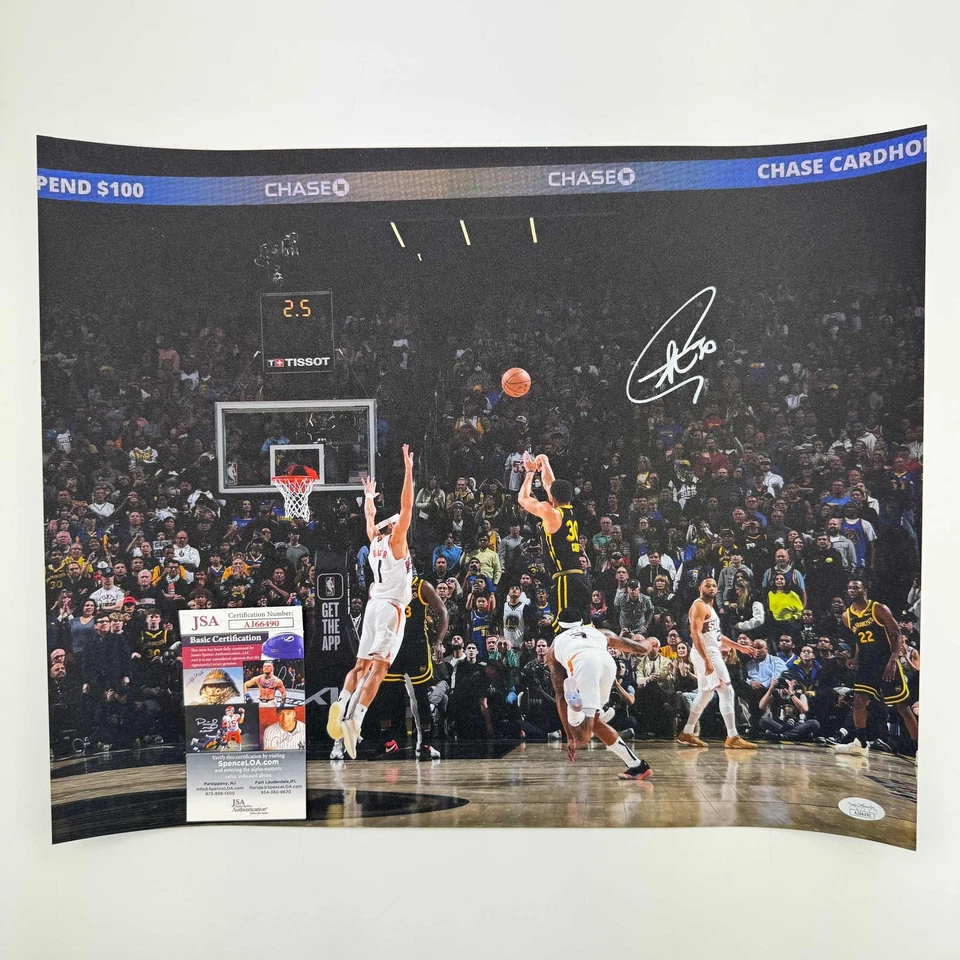 Autographed/Signed Stephen Steph Curry Golden State Warriors 16x20 Photo JSA COA - Image 1 of 1