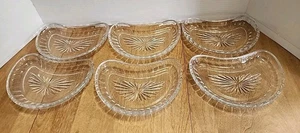 Set of 6 Fostoria Hermitage Clear Glass Crescent Salad Plates 7-1/4" x 4- 1/2" x - Picture 1 of 11