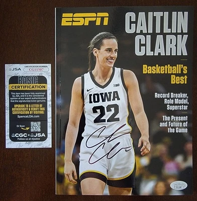 CAITLIN CLARK HARD SIGNED ESPN MAGAZINE ROOKIE AUTOGRAPH COA #CG11507 IOWA - Image 1 of 4