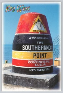 Boya Key West FL Southernmost Point 90 millas a Cuba Caracola República Postal - Imagen 1 de 2