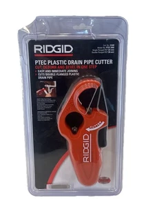 Ridgid PTEC Plastic Drain Pipe Cutter 41608 PTEC 3000 Red Auto Deburr & Bevel - Picture 1 of 8