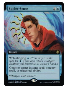 MTG SPIDER-SENSE MARVEL'S SPIDER-MAN EXTENDED ART FOIL BUY-A-BOX PROMO BLUE NM - Picture 1 of 2